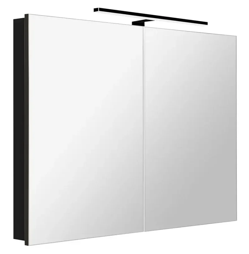 Sapho Greta - spoguļskapis ar LED apgaismojumu 101x70x14 cm, 2 durvis, matēti melns GR105-0035