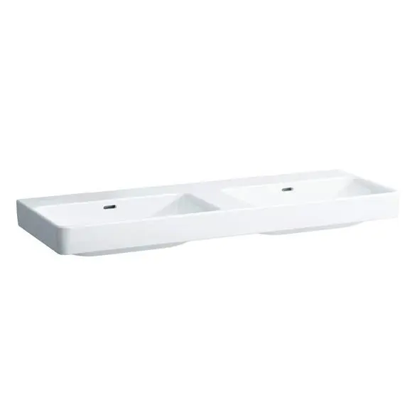 Laufen Pro S - dubultā izlietne 130x46 cm, bez cauruma jaucējkrānam, balta H8149680001091