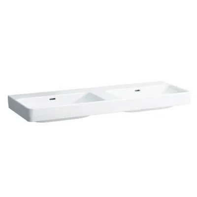 Laufen Pro S - dubultā izlietne, 130x46 cm, bez cauruma jaucējkrānam, LCC, balta H8149684001091