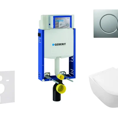 Geberit Kombifix - priekšsienas uzstādīšanas komplekts, WC ar sēdekli Subway 2.0, DirectFlush, SoftClose, CeramicPlus, vadības plate Sigma01, matēts hroms 110.302.00.5 NI3