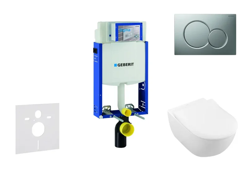 Geberit Kombifix - priekšsienas uzstādīšanas komplekts, WC ar sēdekli Subway 2.0, DirectFlush, SoftClose, CeramicPlus, vadības plate Sigma01, matēts hroms 110.302.00.5 NI3