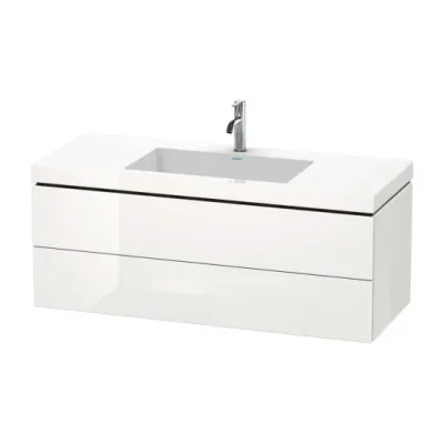 Duravit L-Cube - skapis ar izlietni 50x120x48 cm, 2 atvilktnes, balts augsts spīdums LC6929O2222