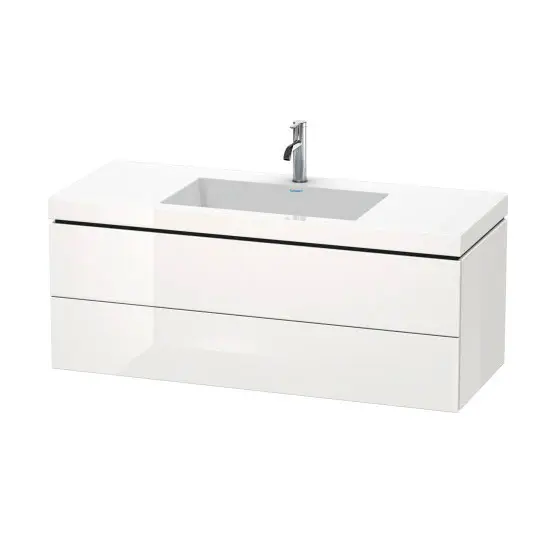 Duravit L-Cube - skapis ar izlietni 50x120x48 cm, 2 atvilktnes, balts augsts spīdums LC6929O2222