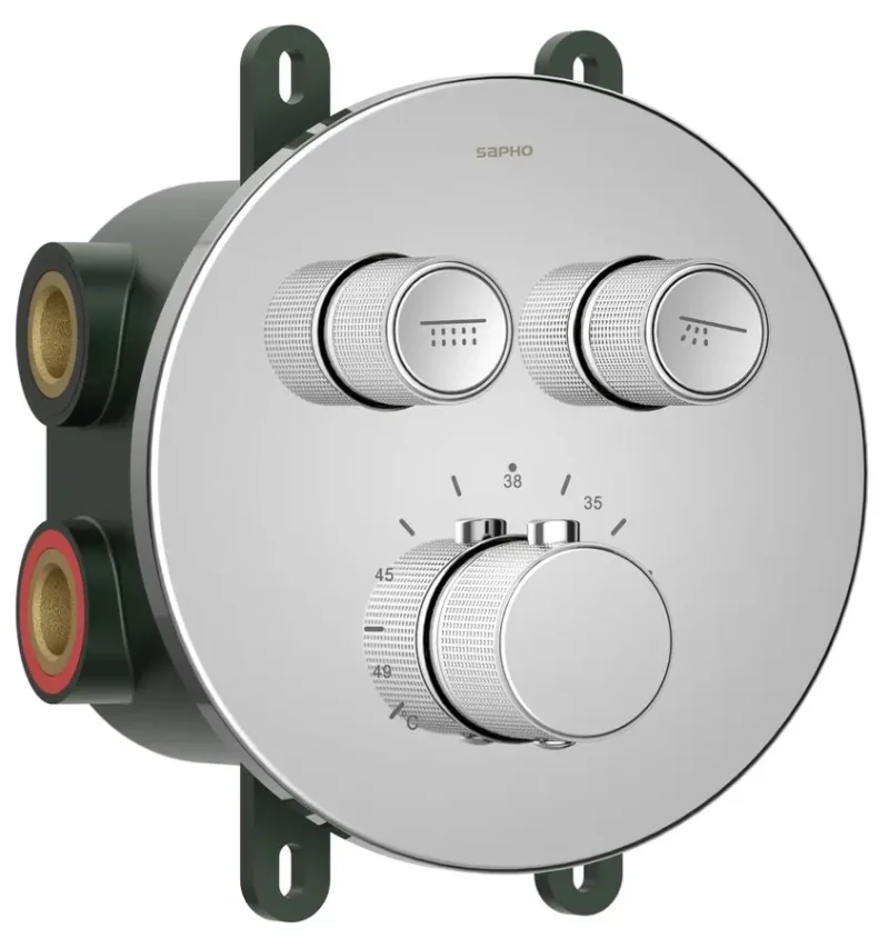 Sapho Smart Select - zemapmetuma termostata maisītājs, 2 patērētājiem, ar montāžas korpusu, hroms RP032