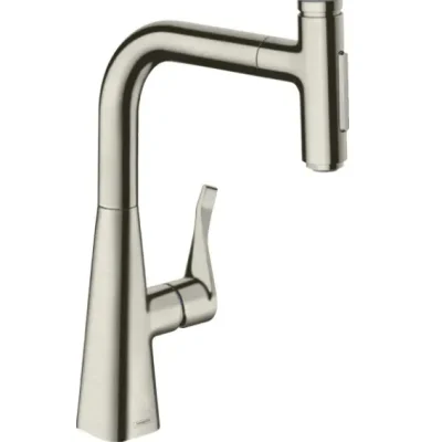 Hansgrohe M71 - virtuves izlietnes maisītājs Metris Select, ar izvelkamu dušu, nerūsējošais tērauds 73822800