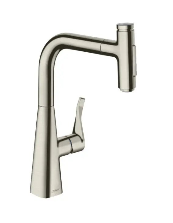 Hansgrohe M71 - virtuves izlietnes maisītājs Metris Select, ar izvelkamu dušu, nerūsējošais tērauds 73822800