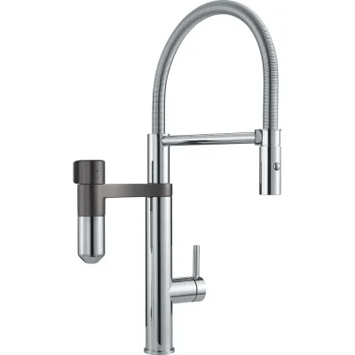 Franke Filter-armatūra - virtuves izlietnes maisītājs Vital Tap ar filtru, elastīgu izteku un dušu, hroms/Gun Metal 120.0621.230