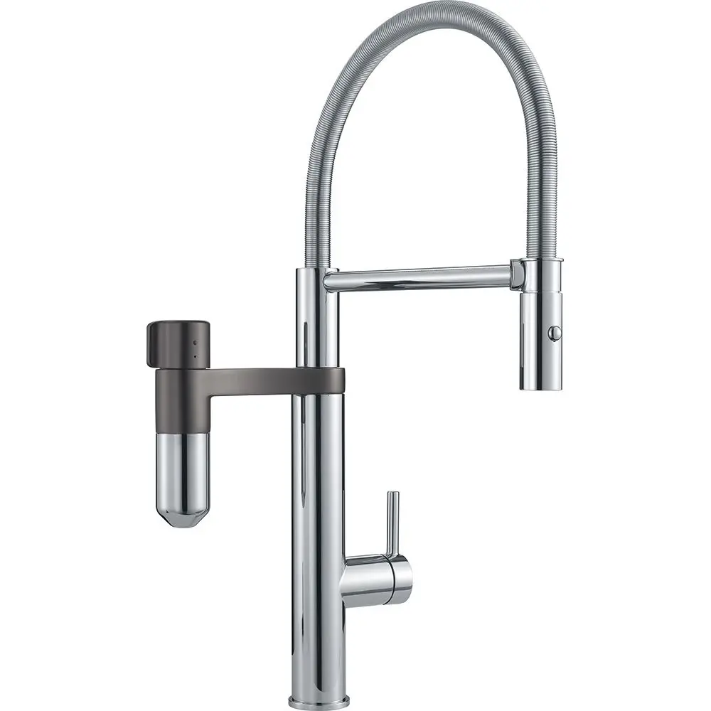 Franke Filter-armatūra - virtuves izlietnes maisītājs Vital Tap ar filtru, elastīgu izteku un dušu, hroms/Gun Metal 120.0621.230