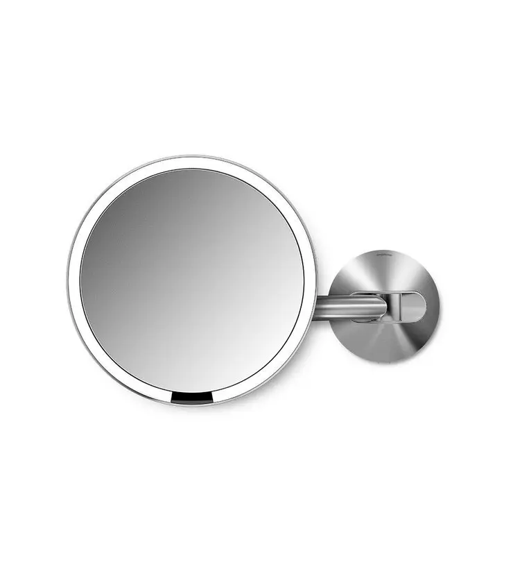 Simplehuman kosmētikas spogulis - sienas grima spogulis ar LED apgaismojumu, matēts nerūsējošais tērauds ST3003