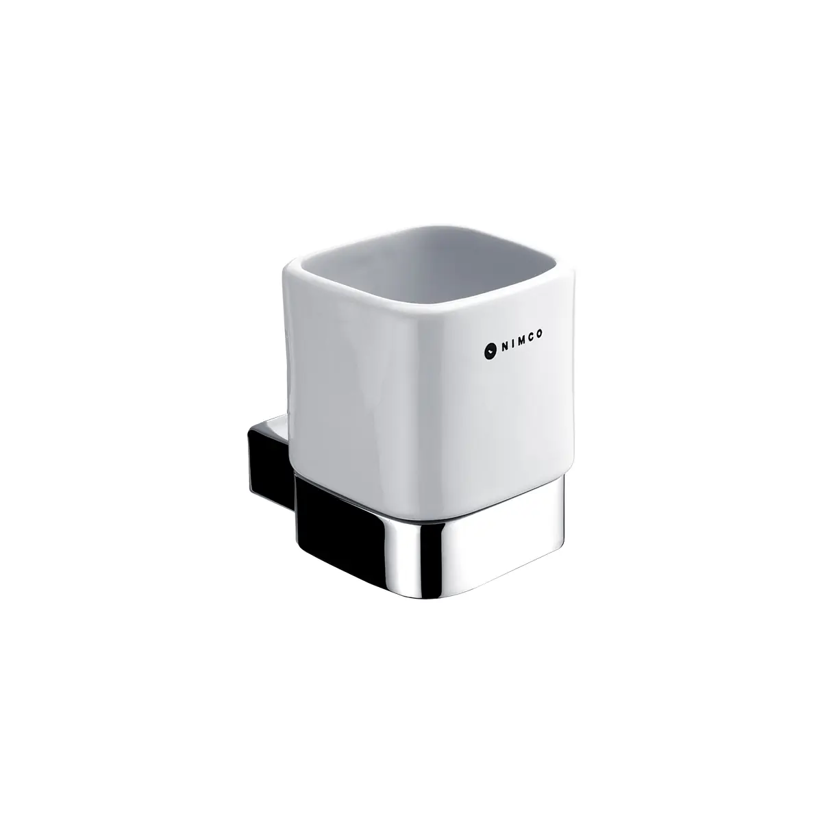 Nimco Kibo - zobu birstes krūzīte ar turētāju, balta keramika / hroms Ki 14058K-26