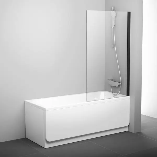 Ravak Pivot - vannas ekrāns, 80x140 cm, melns/caurspīdīgs stikls 79840300Z1