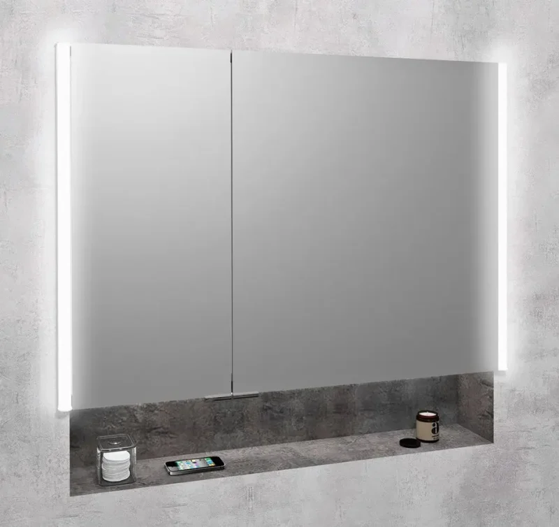 Sapho Integra - iebūvējams spoguļskapis ar LED apgaismojumu, 86x70 cm, spoguļi/Titan-alumīnijs IN085
