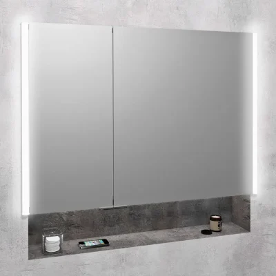 Sapho Integra - iebūvējams spoguļskapis ar LED apgaismojumu, 96x70 cm, spogulis/titāna alumīnijs IN095