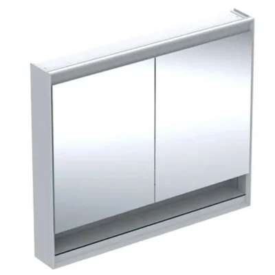 Geberit ONE - spoguļskapis ar LED apgaismojumu, 105x90x15 cm, 2 durvis, ar nišu, balts 505.834.00.2