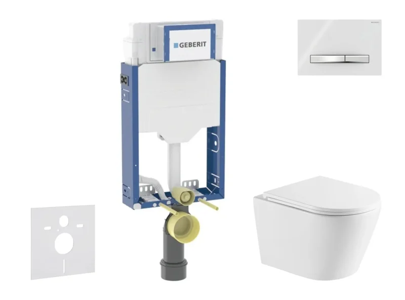 Geberit Kombifix - komplekts ar priekšsienas elementu, Nefia WC ar Softclose sēdekli un Sigma50 vadības plati, hroms/Alpu balts SANI15CA3150