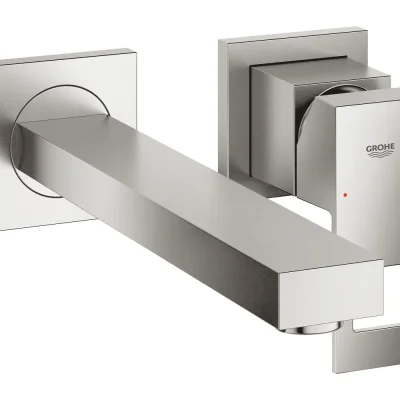 Grohe Eurocube - zemapmetuma izlietnes maisītājs, 2 atveru montāža, Supersteel 23447DC0