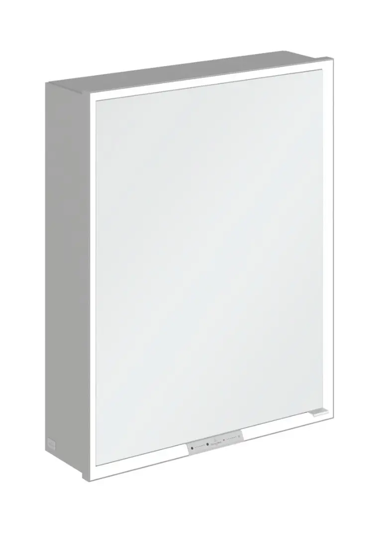 Villeroy & Boch My View+ - spoguļskapītis ar LED apgaismojumu 60x75x17 cm, 1 durvis, eņģes kreisajā pusē, pelēks A4816L00