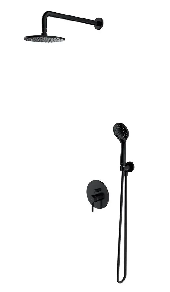 OMNIRES Y - dušas komplekts ar zemapmetuma maisītāju, ar iebūvējamo daļu, diametrs 20 cm, melns SYSY38BL