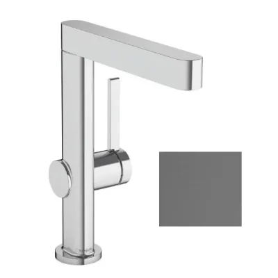 Hansgrohe Finoris - izlietnes maisītājs, ar Push-Open noteces komplektu un grozāmu izteku, birstēts melns hroms 76060340