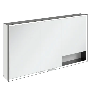Villeroy & Boch My View+ - spoguļskapītis ar LED apgaismojumu 140x75x17 cm, 3 durvis, matēti melns/pelēks B48114VE
