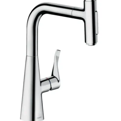 Hansgrohe M71 - virtuves izlietnes maisītājs Metris Select, ar izvelkamu dušu, hromēts 73822000