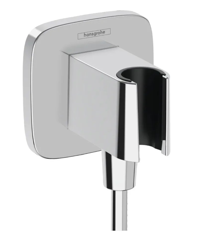 Hansgrohe Fixfit - sienas pieslēguma līkums ar dušas turētāju, hromēts 26887000