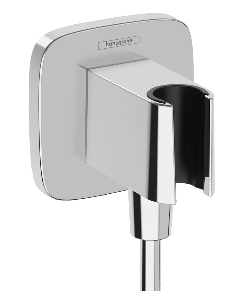 Hansgrohe Fixfit - sienas pieslēguma līkums ar dušas turētāju, hromēts 26887000