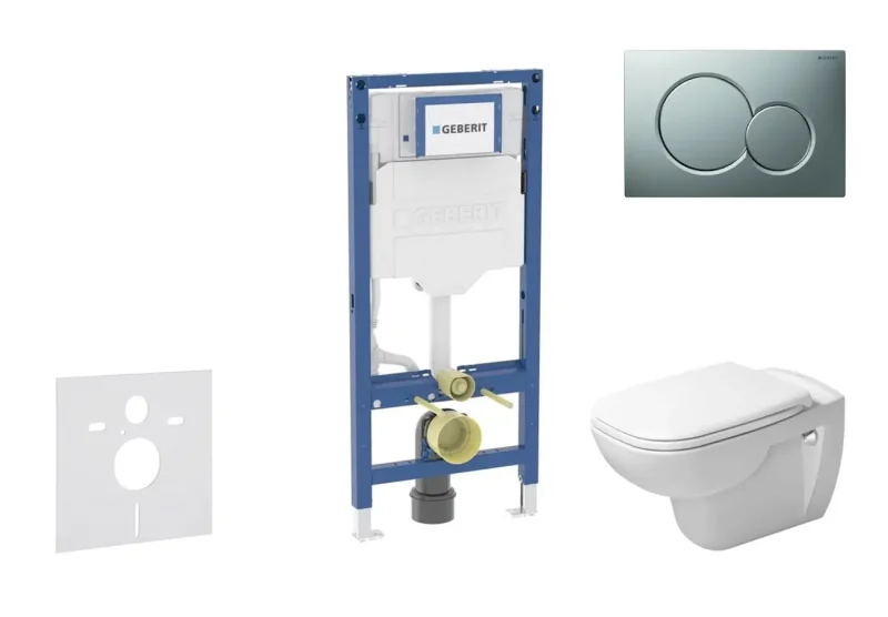Geberit Duofix - komplekts priekšsienas elements, D-Code WC ar SoftClose sēdekli un Sigma01 vadības plati, hroms matēts SANI11CP2102