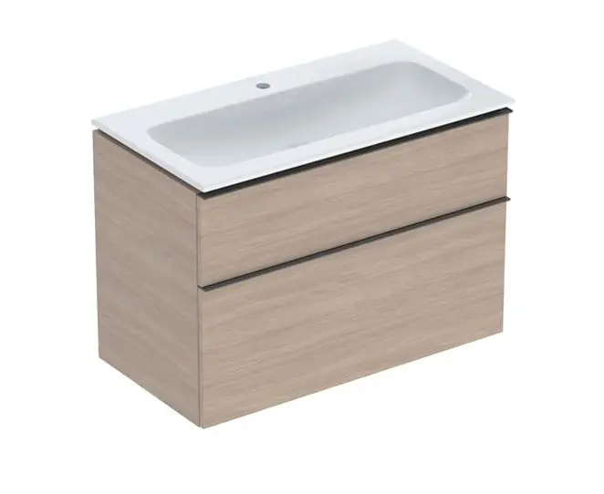Geberit iCon - izlietne ar zemizlietnes skapi, 90x48x63 cm, 2 atvilktnes, ozols 502.337.JH.1