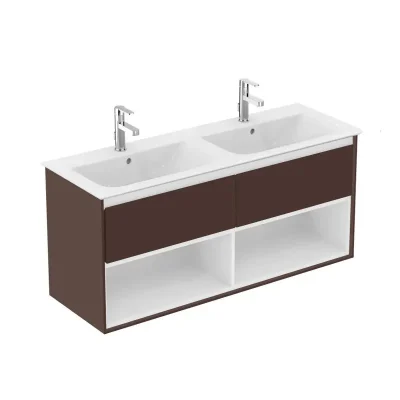 Ideal Standard Connect Air - dubultās izlietnes skapītis 120 cm, brūns matēts/balts lakots matēts E0829VY