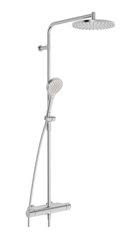 Hansa Viva - dušas komplekts ar termostatu, diametrs 25 cm, 3 strūklas veidi, birstēts tērauds 6515920180