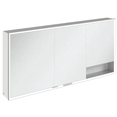 Villeroy & Boch My View+ - spoguļskapītis ar LED apgaismojumu 160x75x17 cm, 3 durvis, Brilliant White/pelēks A48116VE