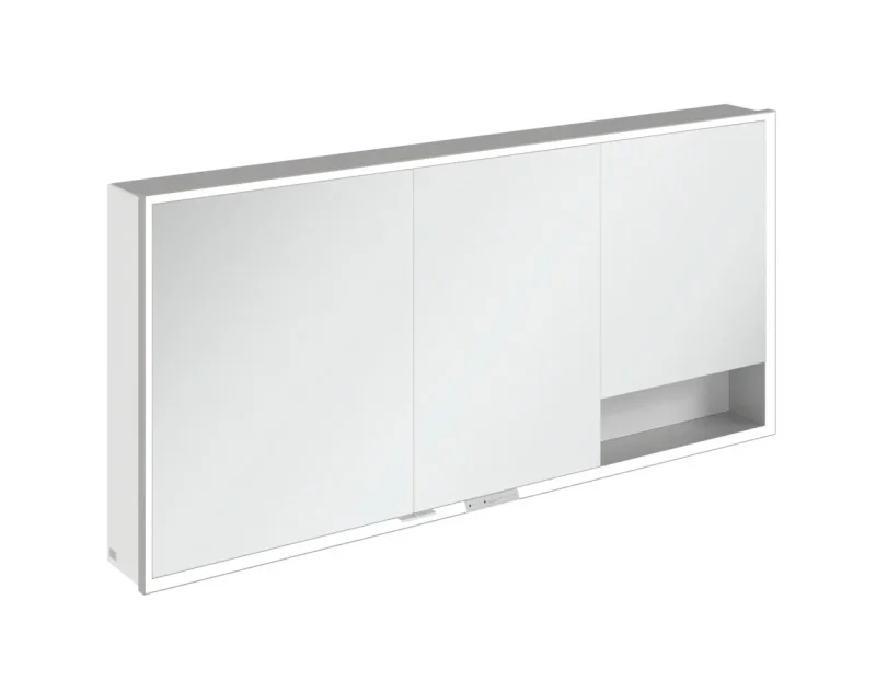 Villeroy & Boch My View+ - spoguļskapītis ar LED apgaismojumu 160x75x17 cm, 3 durvis, Brilliant White/pelēks A48116VE