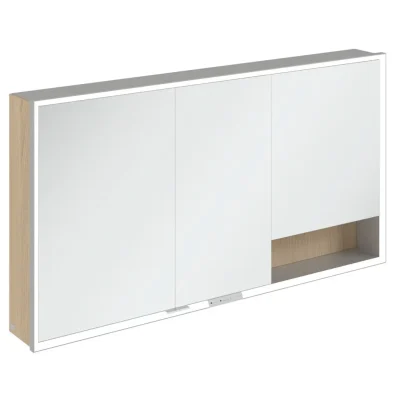 Villeroy & Boch My View+ - spoguļskapis ar LED apgaismojumu 140x75x17 cm, 3 durvis, Ziemeļozols/Pelēks A48114VJ