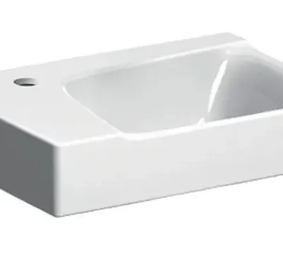 Geberit Xeno 2 - roku mazgājamā izlietne 40x28 cm, ar jaucējkrāna caurumu kreisajā pusē, bez pārplūdes, ar KeraTect, balta 500.528.01.1