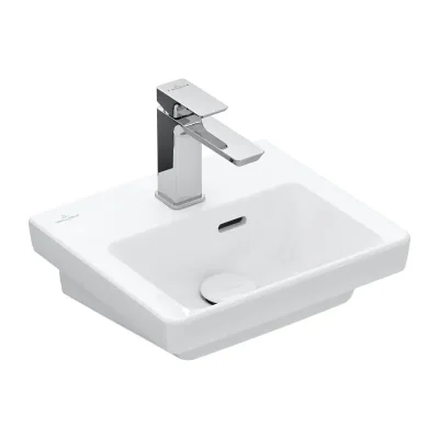 Villeroy & Boch Subway 3.0 - mēbeļu rokas izlietne 37x31 cm, ar pārplūdi, ar jaucējkrāna atveri, CeramicPlus, Stone White 437037RW
