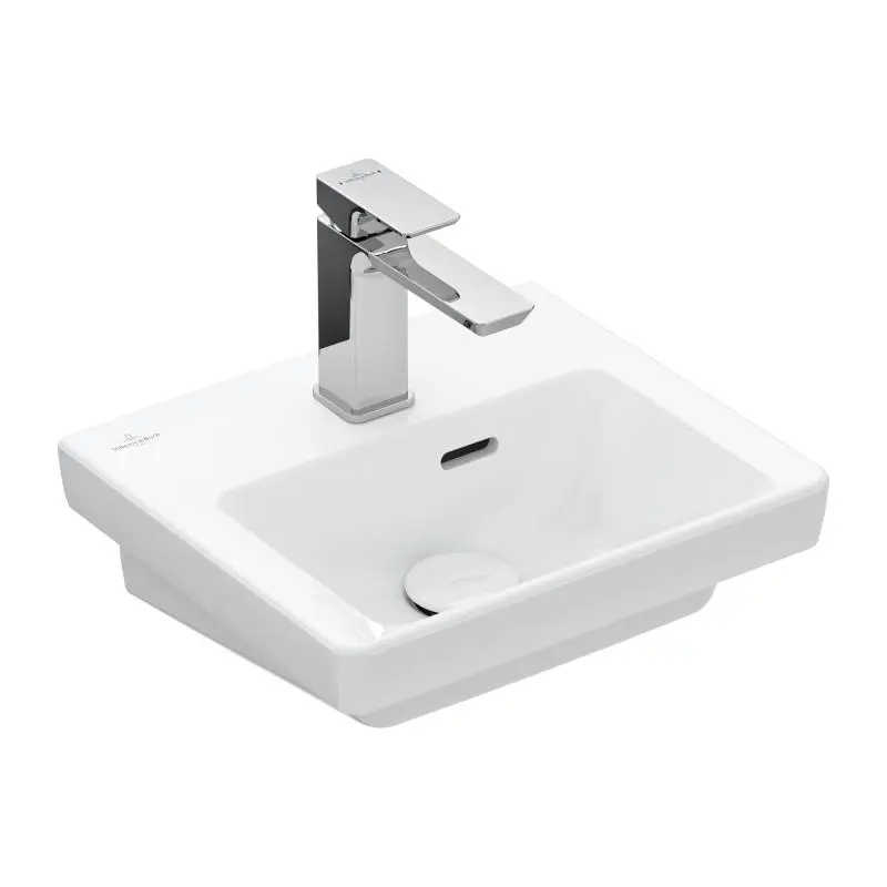 Villeroy & Boch Subway 3.0 - mēbeļu rokas izlietne 37x31 cm, ar pārplūdi, ar jaucējkrāna atveri, CeramicPlus, Stone White 437037RW