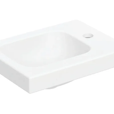 Geberit iCon - rokas izlietne 4x3 cm, bez pārplūdes, jaucējkrāna caurums labajā pusē, balta matēta 501.830.JT.1