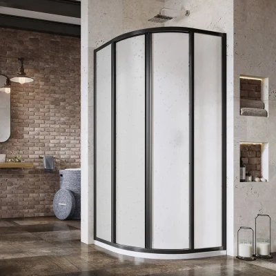 Ravak Supernova - četru daļu ceturtdaļapļa dušas kabīne SKCP4-90, 88-90 cm, melns/Pearl 3117O30211