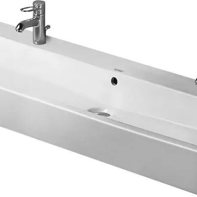 Duravit Vero - dubultā izlietne 120x47 cm, ar pārplūdi, 2 jaucējkrāna caurumiem, Alpu balts 0454120024
