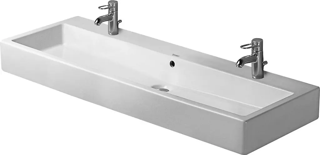 Duravit Vero - dubultā izlietne 120x47 cm, ar pārplūdi, 2 jaucējkrāna caurumiem, Alpu balts 0454120024