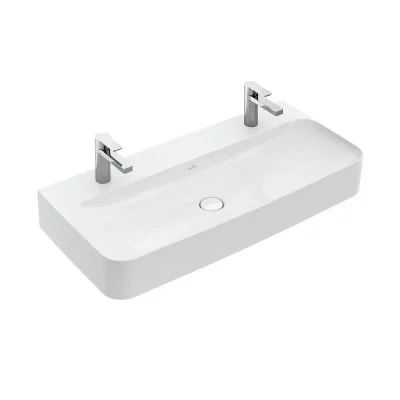Villeroy & Boch Finion - dubultā izlietne bez pārplūdes, 100x47 cm, ar CeramicPlus, alpu balta 41681LR1