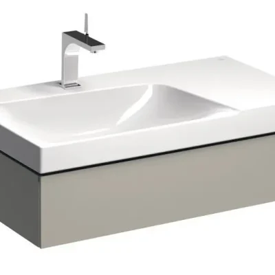 Geberit Xeno 2 - izlietnes skapītis 90 cm ar virsmu, izvelkama atvilktne ar LED apgaismojumu, greige 500.513.00.1