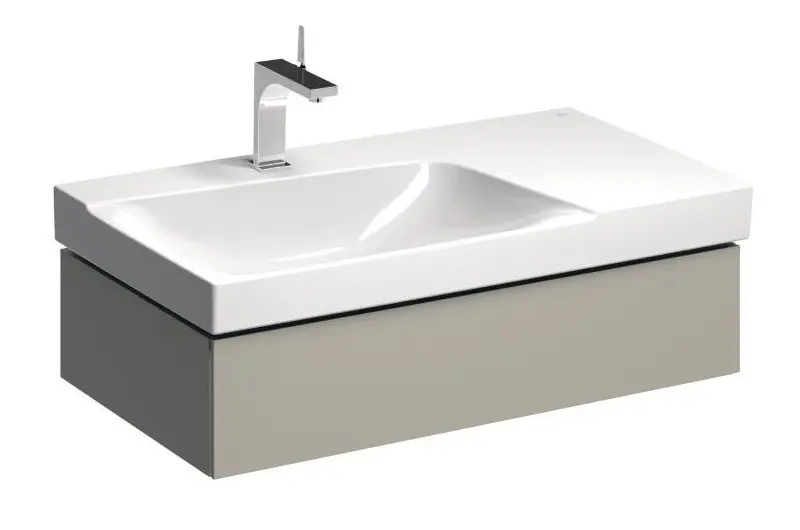 Geberit Xeno 2 - izlietnes skapītis 90 cm ar virsmu, izvelkama atvilktne ar LED apgaismojumu, greige 500.513.00.1