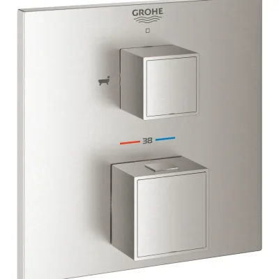 Grohe Grohtherm Cube - zemapmetuma termostata maisītājs 2 patērētājiem, Supersteel 24155DC0