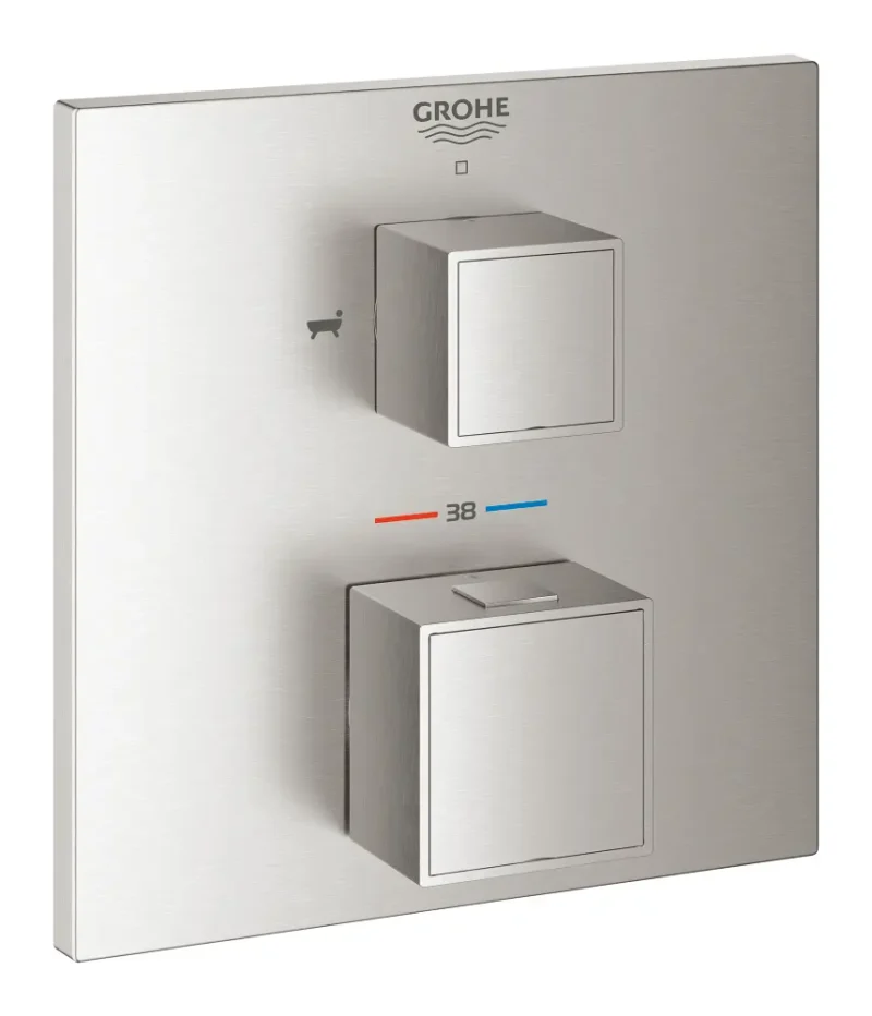 Grohe Grohtherm Cube - zemapmetuma termostata maisītājs 2 patērētājiem, Supersteel 24155DC0