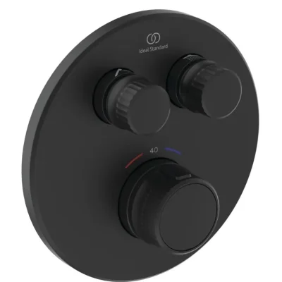 Ideal Standard CeraTherm Navigo - termostata dušas maisītājs zemapmetuma montāžai, 2 patērētājiem, zīdaini melns A7296XG