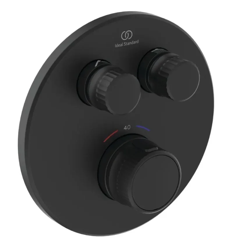 Ideal Standard CeraTherm Navigo - termostata dušas maisītājs zemapmetuma montāžai, 2 patērētājiem, zīdaini melns A7296XG