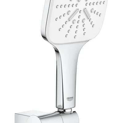 Grohe Rainshower SmartActive Cube - sienas turētāja komplekts 130 9,5 l/min, 3 strūklas veidi, turētājs un šļūtene, Moon White 26588LS0