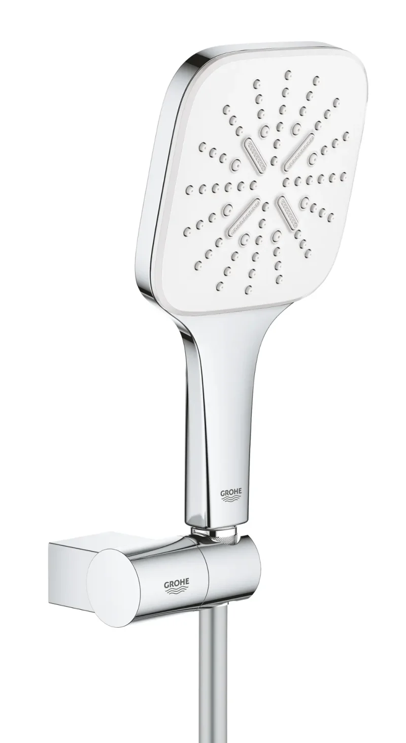Grohe Rainshower SmartActive Cube - sienas turētāja komplekts 130 9,5 l/min, 3 strūklas veidi, turētājs un šļūtene, Moon White 26588LS0